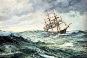 Ship stormy sea